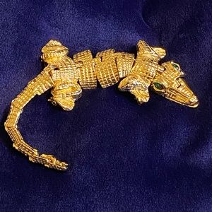 Vintage lizard brooch 1980s  articulatingLizard